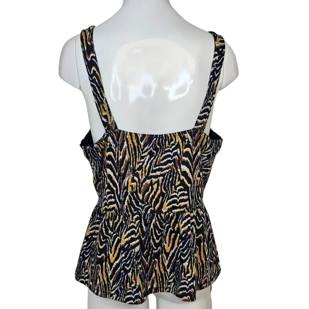 Anthropologie Womens Jamie Zebra Peplum Tank Size Medium - Picture 5 of 8